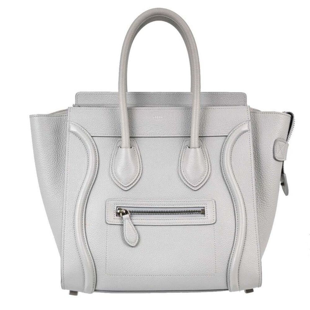 Celine Luggage Grainy Leather Gray Leather Handbag